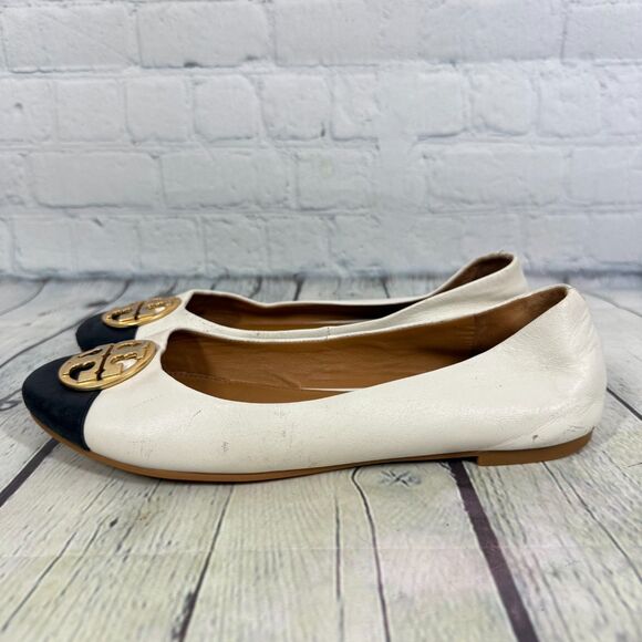 Tory Burch Flats Loafer Women Size 7.5 Colorblock Leather Preppy Minimalist Shoe - Picture 9 of 12